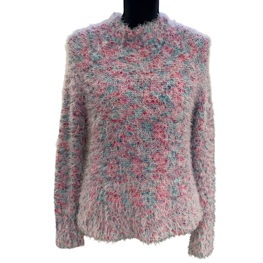 Moral Fiber Multicolor Fuzzy Eyelash Yarn Sweater Size Large
